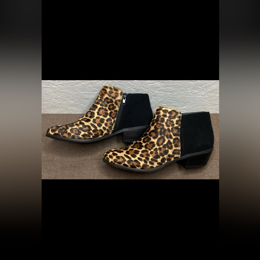 G.H. Bass Nina Women's Booties Leopard Print Calf Hair Black Suede Zip Size 6M - Picture 5 of 14